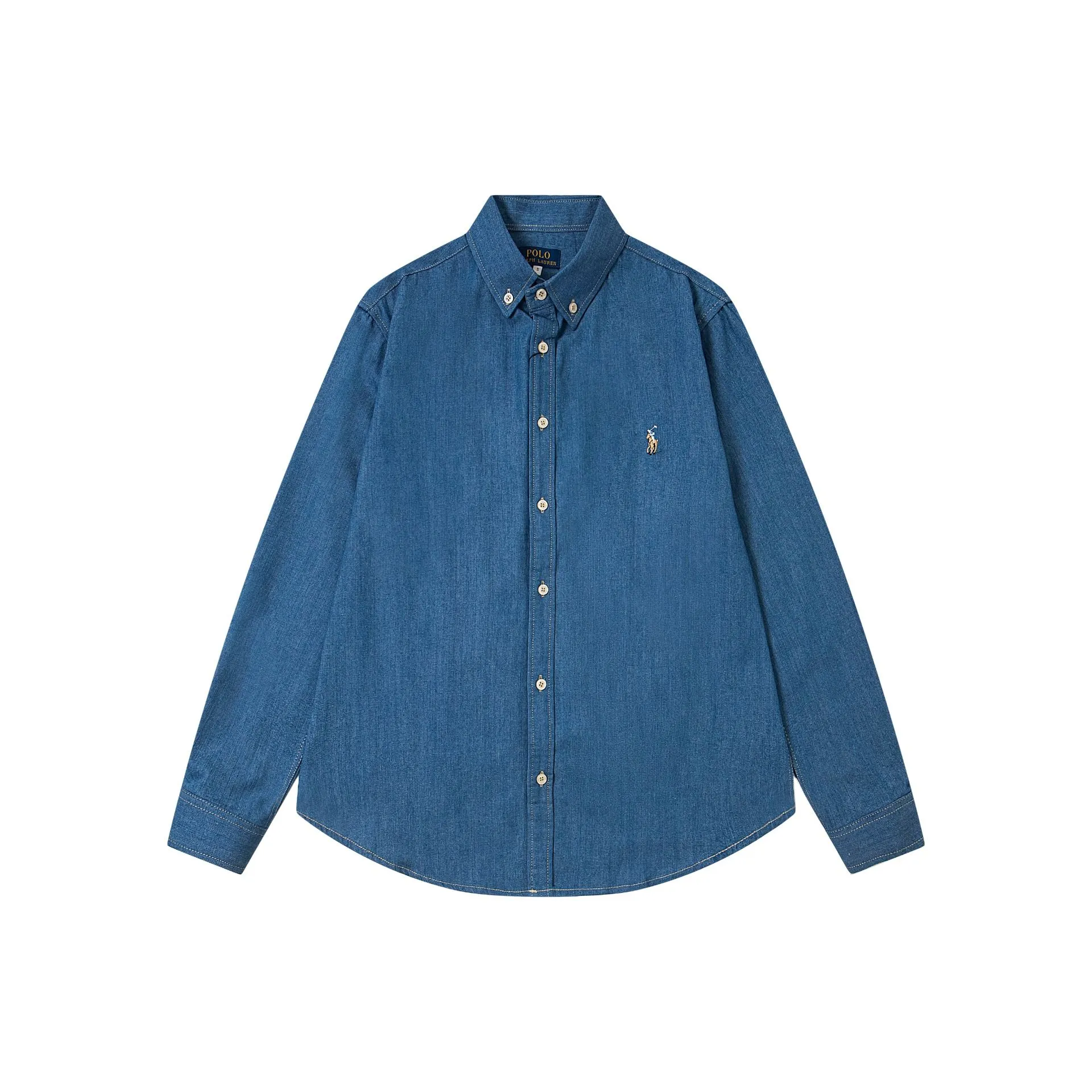 🅿️250 New: Style number: B115 Ralph Lauren/Ralph Lauren classic color small label couple's washed denim long-sleeved shirt 1️⃣ Made of high-quality denim fabric, the upper body is soft and comfortable, extremely delicate, has a solid, smooth and soft feel, and the fabric does not wrinkle, and the feel is invincible. The details are handled perfectly! 2️⃣Adopting the washing process, the workmanship details are perfectly controlled. They are all hemmed with vest technology, and the inside of the sleeves are also different. Different from the four-needle and five-thread workmanship, the collar is also designed with interlining, which shows high-end fashion and individuality. The style is fashionable, simple and elegant! 3️⃣It is very youthful and energetic, and can be easily worn by both men and women. It is very in line with the fashion aesthetic concepts of today's young people! Color: light blue, dark blue Size: S, M, L, XL